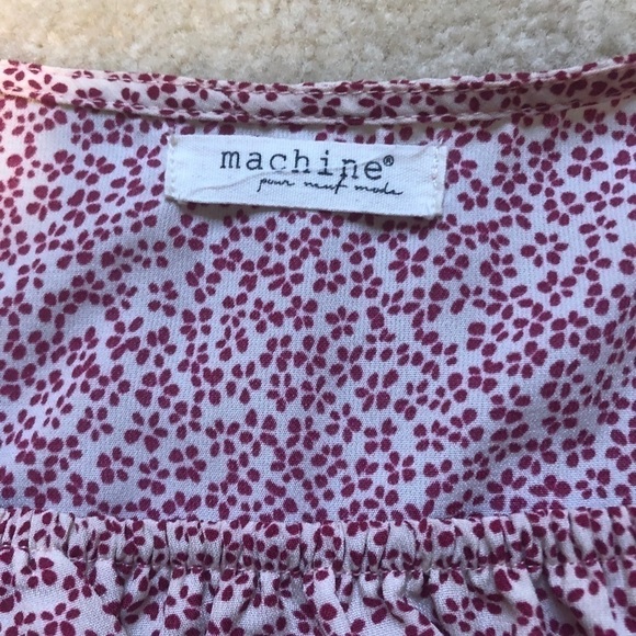 Machine Red And Cream Floral Square Neck Crop Top - Picture 4 of 4